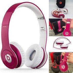 Beats by Dr. Dre Solo HD Wired On-Ear Fuchsia Hot Pink/White w Cable Case